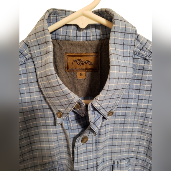 Roper Button-Up Mens M Blue Plaid Dress Shirt - Picture 5 of 5